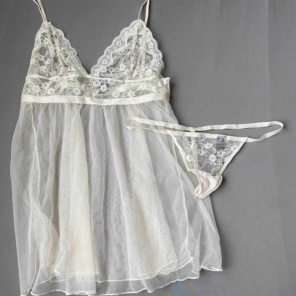 Victoria’s Secret White Babydoll Lingerie Set